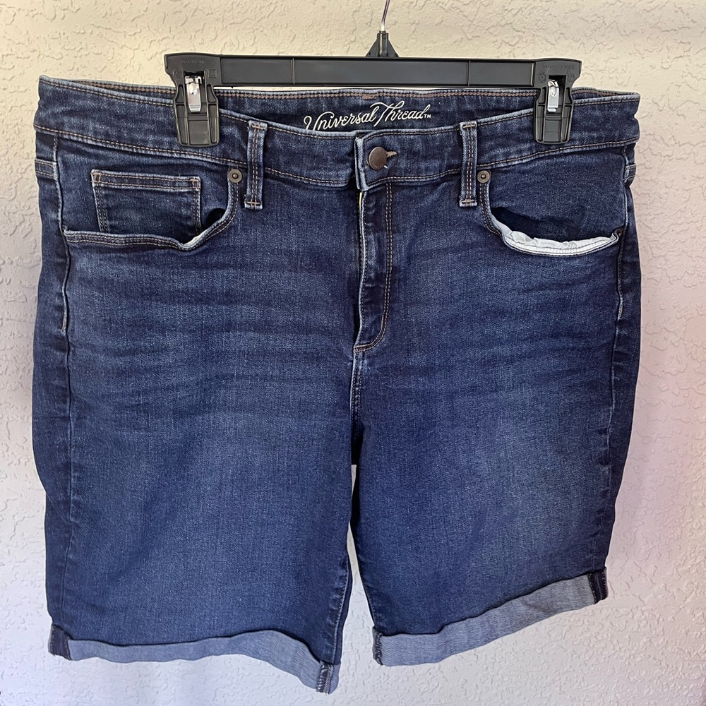 Womens Jean Shorts Mid Rise Bermuda Length
